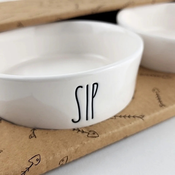 Rae Dunn 4" Cute White Dog Cat Bowls Pet Dish by  Magenta SIP SAVOR - Picture 5 of 12